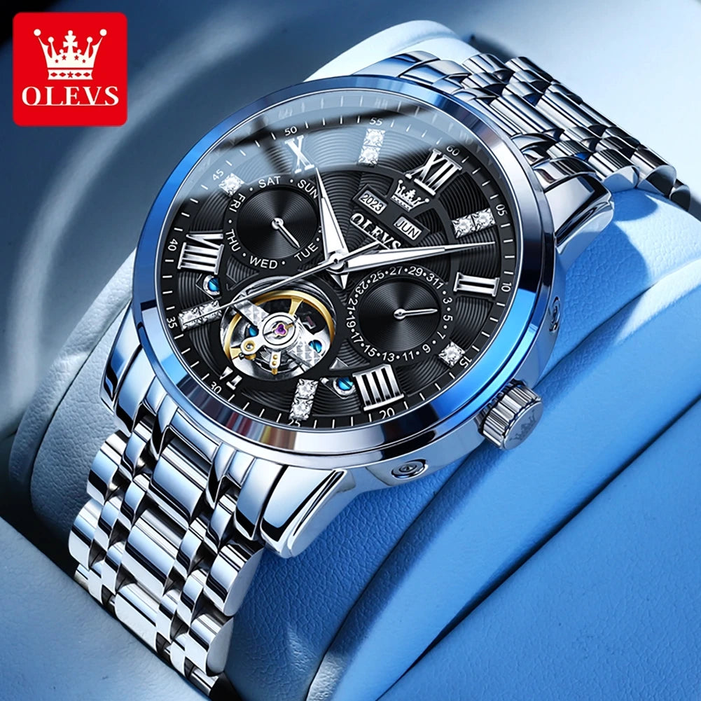 Men’s Skeleton Automatic Watch Perpetual Calendar