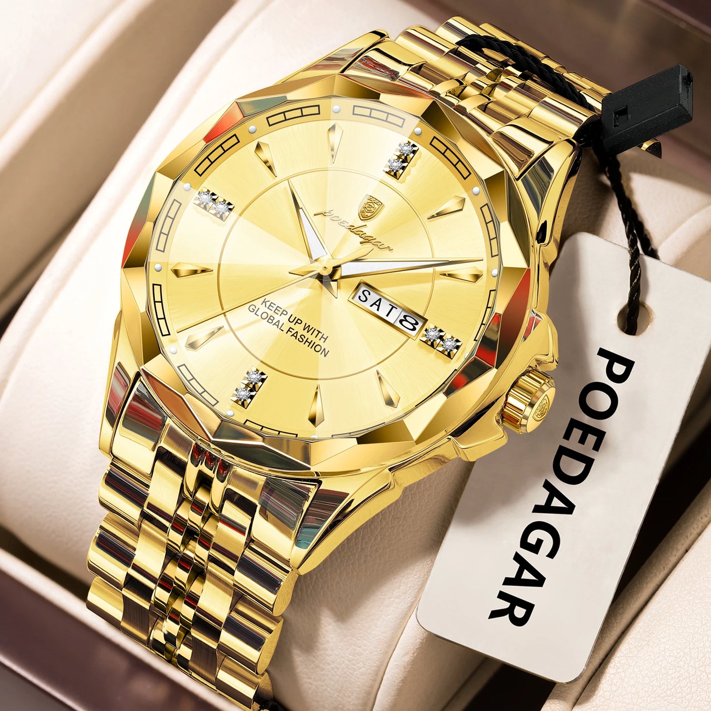 Men’s Stainless Steel Quartz Watch – Luminous, 3Bar