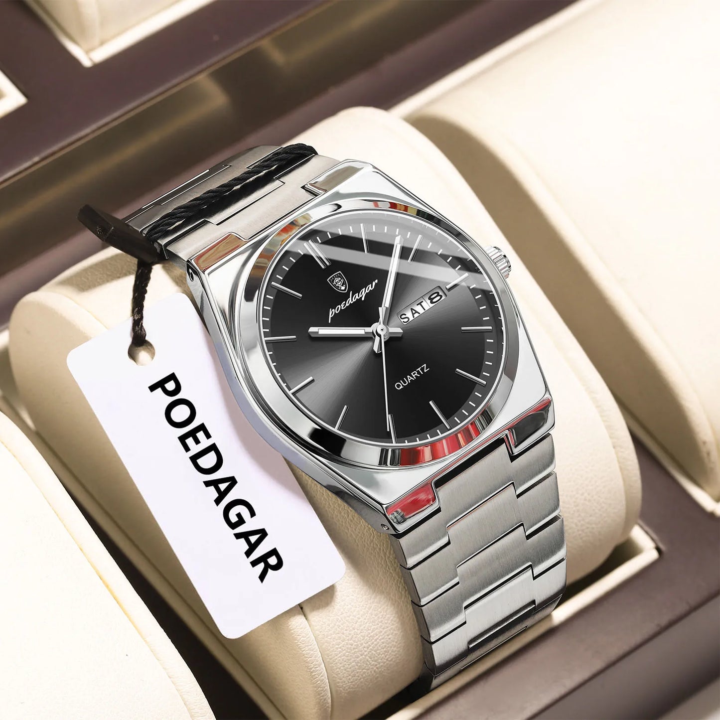 Men's Stainless Steel Quartz Watch With Date & Week