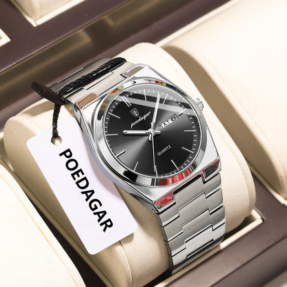 Men's Stainless Steel Quartz Watch With Date & Week