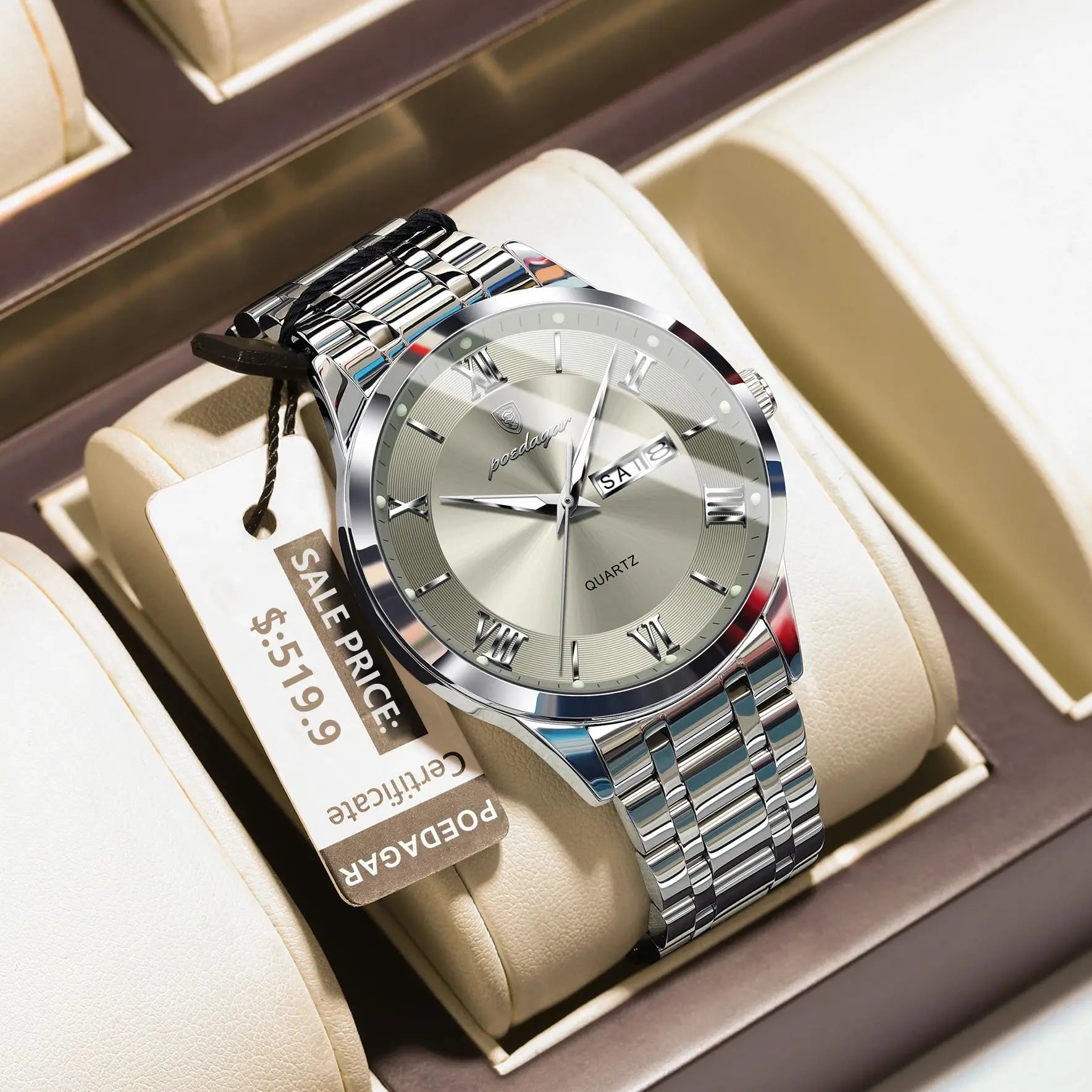 Men’s Stainless Steel Quartz Watch With Date Display