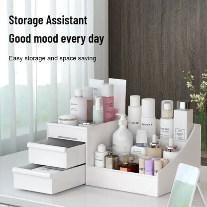 White Desktop Makeup Drawer Organizer Box