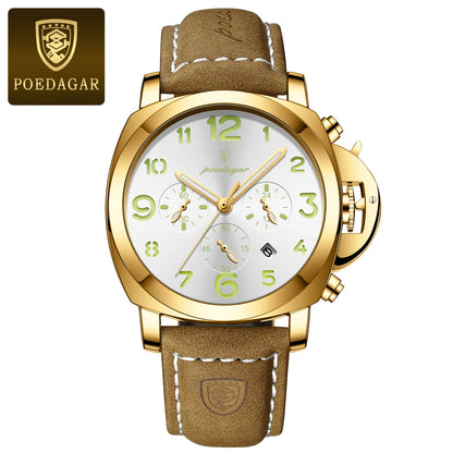 Men’s Chronograph Quartz Watch Leather Strap, 3ATM