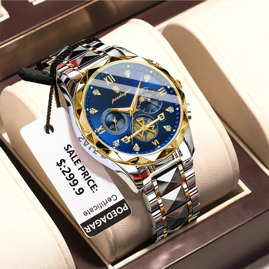 Men’s Stainless Steel Chronograph Watch – Luminous & Waterproof