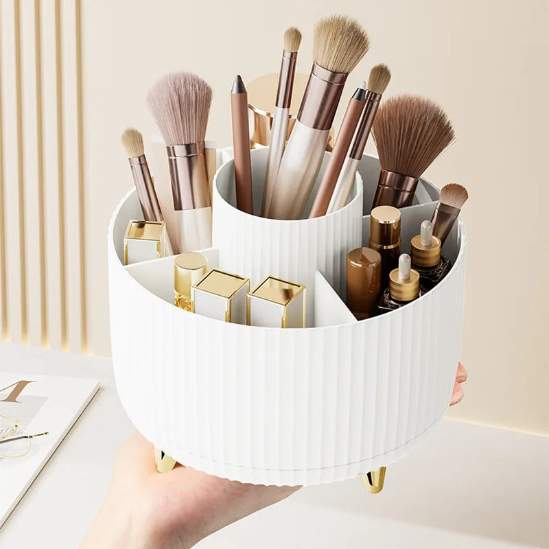 360° Rotating Makeup Organizer Box With Multi Compartments