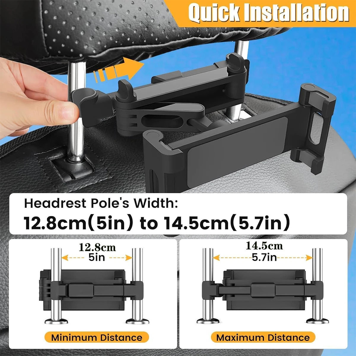 Car Headrest Tablet Mount Holder For 4.7–12.9 Inch Devices