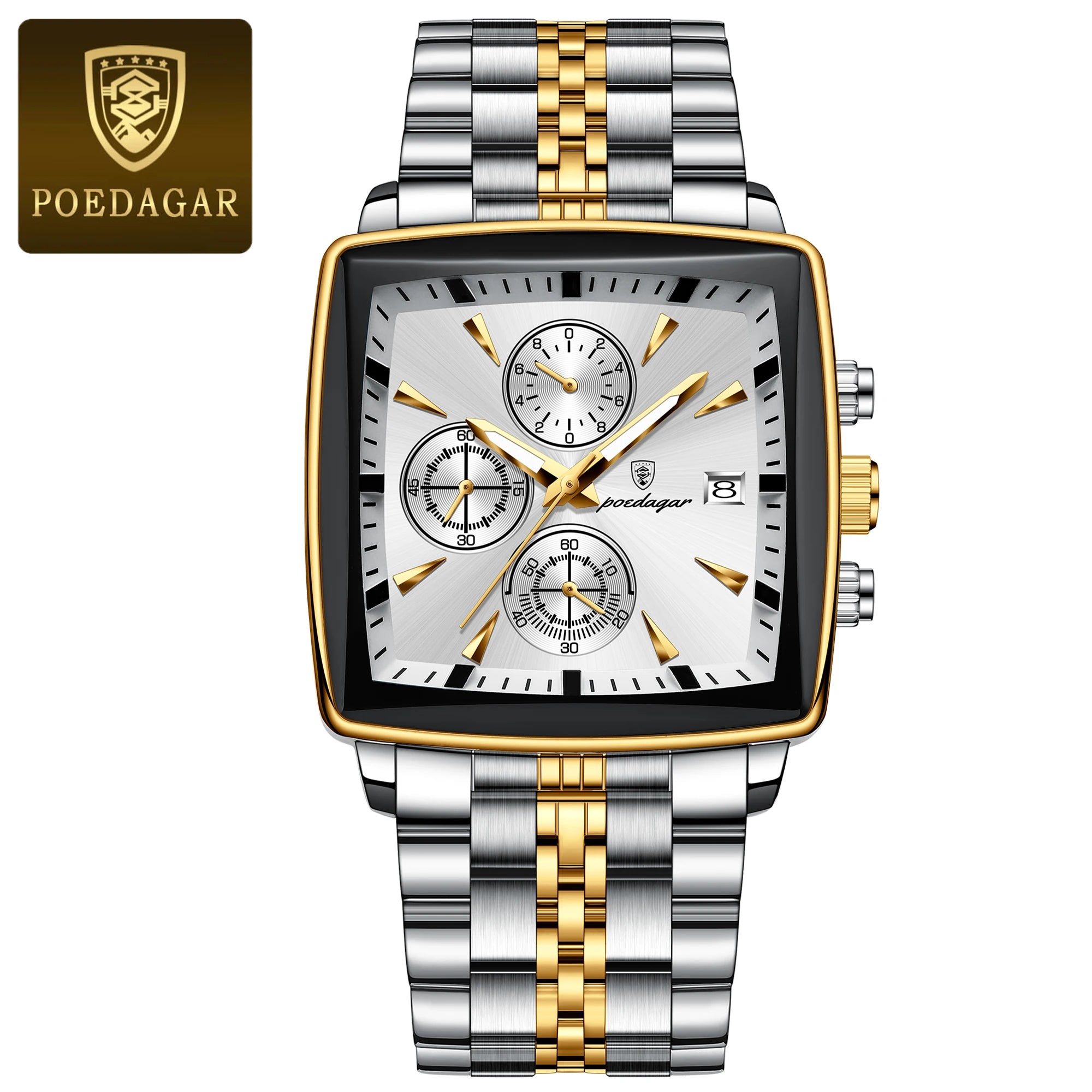 Men’s Square Chronograph Watch Luminous Waterproof Steel