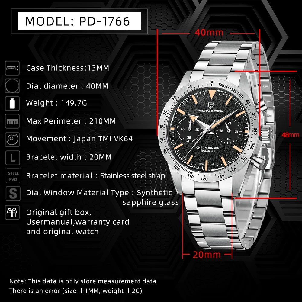 Men’s Retro Chronograph Quartz Watch With Sapphire Glass