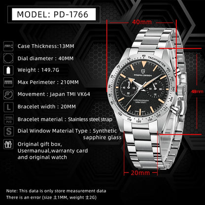 Men’s Retro Chronograph Quartz Watch With Sapphire Glass