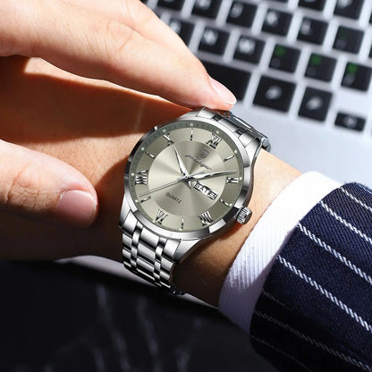 Men’s Stainless Steel Quartz Watch With Date Display