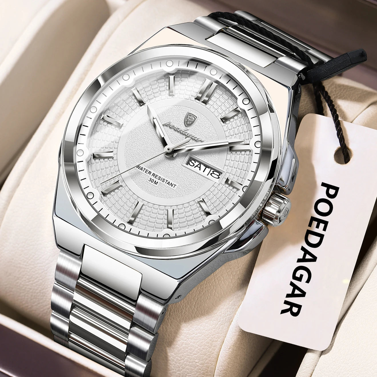 Men’s Stainless Steel Quartz Watch – Luminous & 3Bar