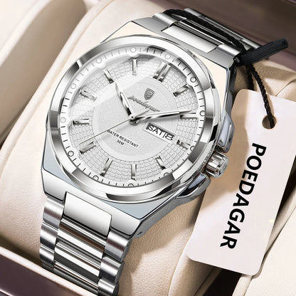 Men’s Stainless Steel Quartz Watch – Luminous & 3Bar