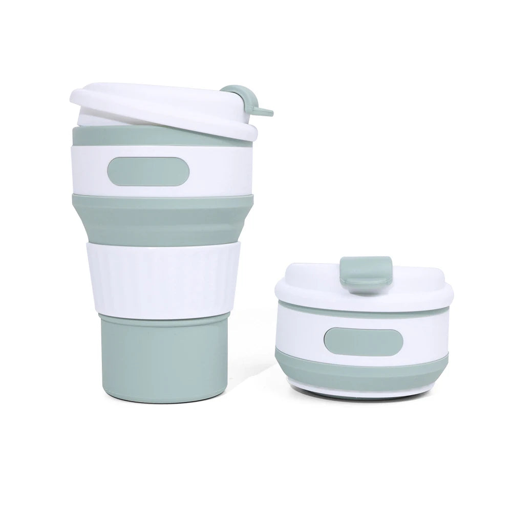 Collapsible Silicone Travel Mug 350 ml with Leakproof Lid