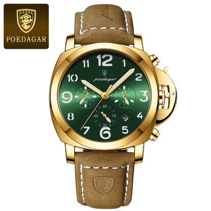 Men’s Chronograph Quartz Watch Leather Strap, 3ATM