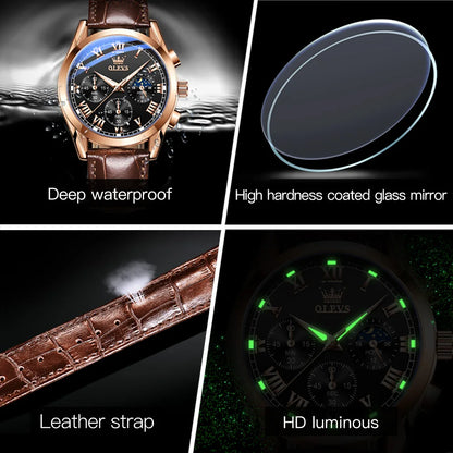 Men’s Quartz Chronograph Watch With Moon Phase Display