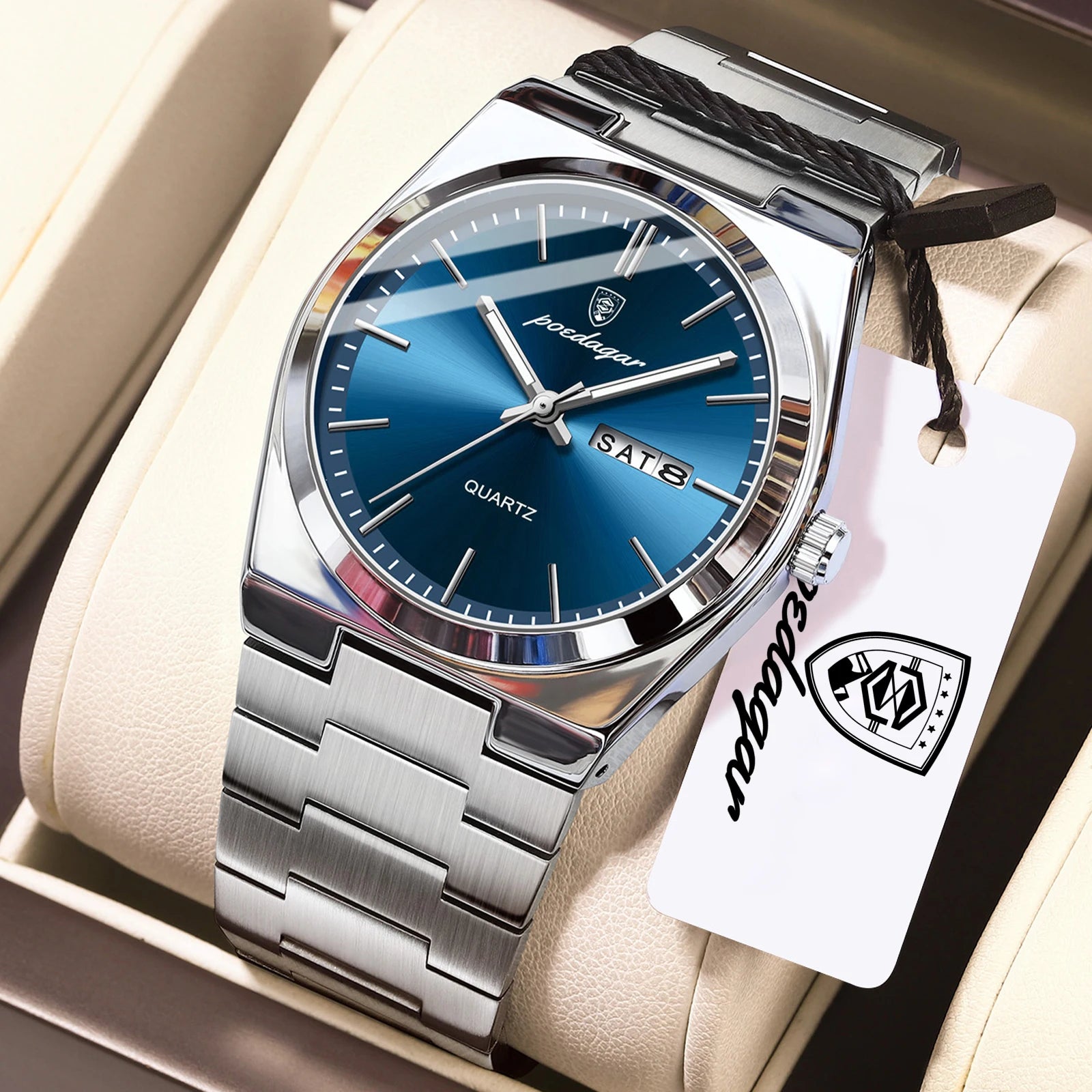 Men’s Stainless Steel Quartz Watch – Luminous & 3Bar Water Resistant