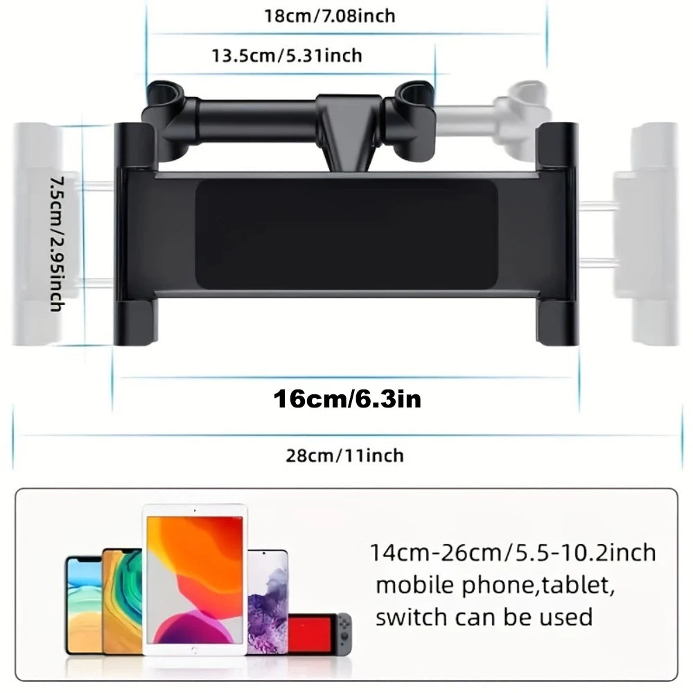 Car Headrest Tablet Mount Holder For 4.7–12.9 Inch Devices