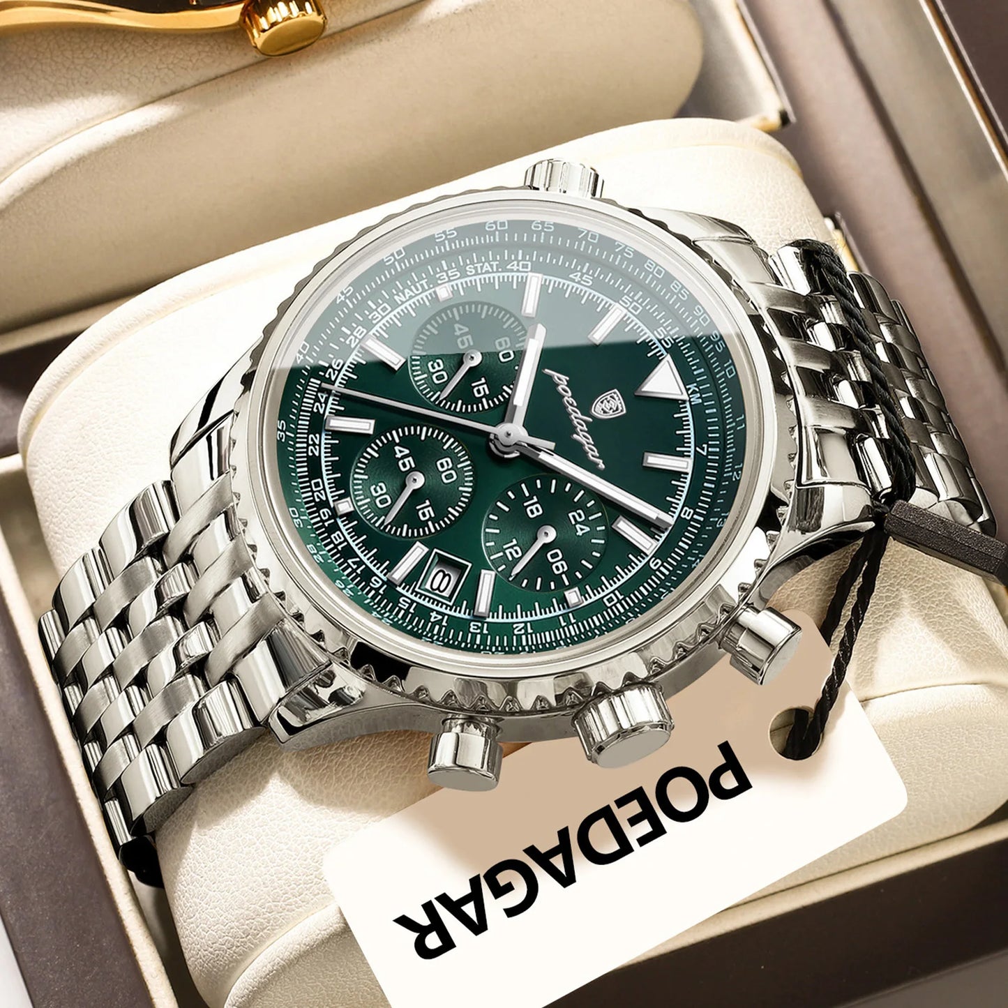 Men's Stainless Steel Chronograph Watch With Date