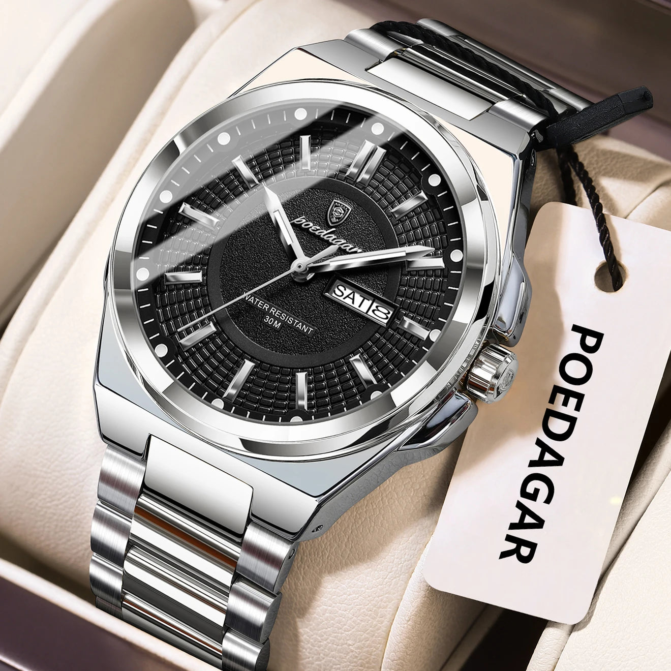 Men’s Stainless Steel Quartz Watch – Luminous & 3Bar