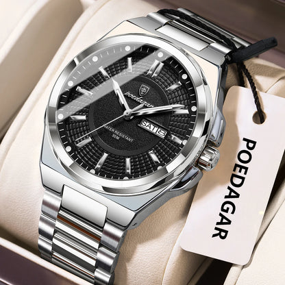 Men’s Stainless Steel Quartz Watch – Luminous & 3Bar