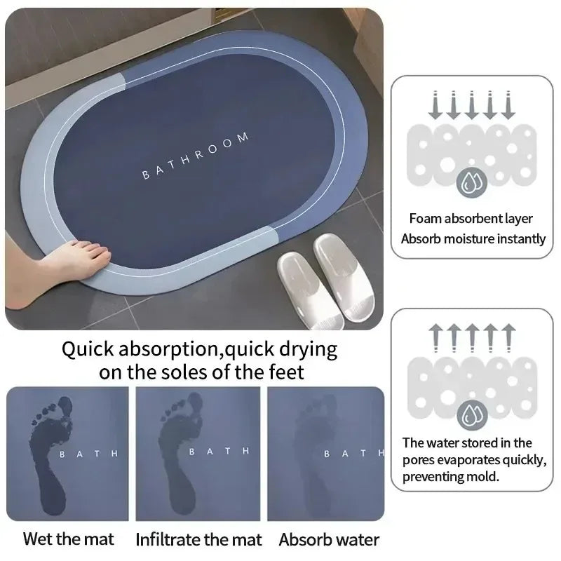 Absorbent Coral Velvet Bath Mat – Soft, Fast-Drying Comfort