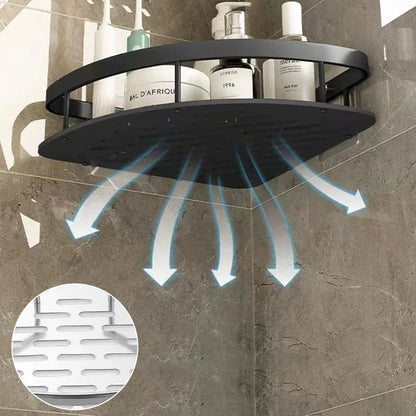 Metal Corner Bathroom Shelf – No-Drill Wall Organizer