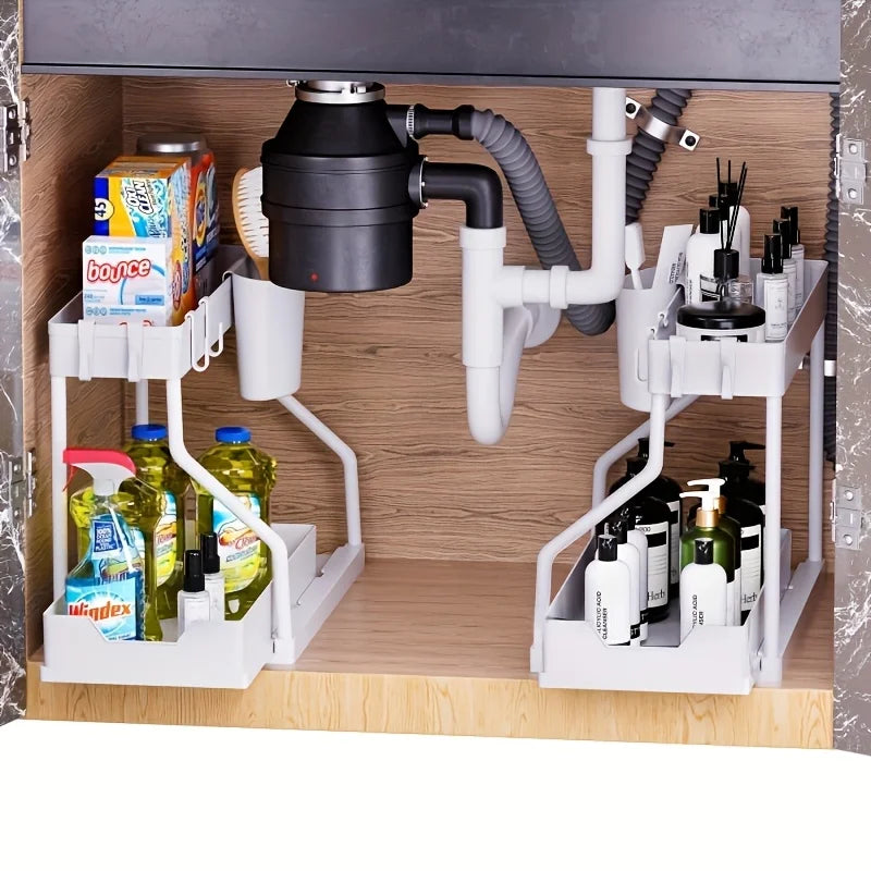 2-Tier Under Sink Organizer With Pull-Out Drawers