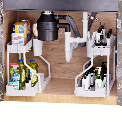 2-Tier Under Sink Organizer With Pull-Out Drawers