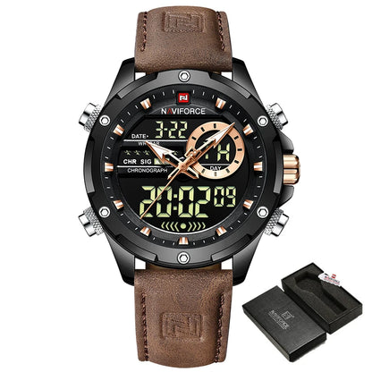 Men’s Digital Military Watch With Leather Strap