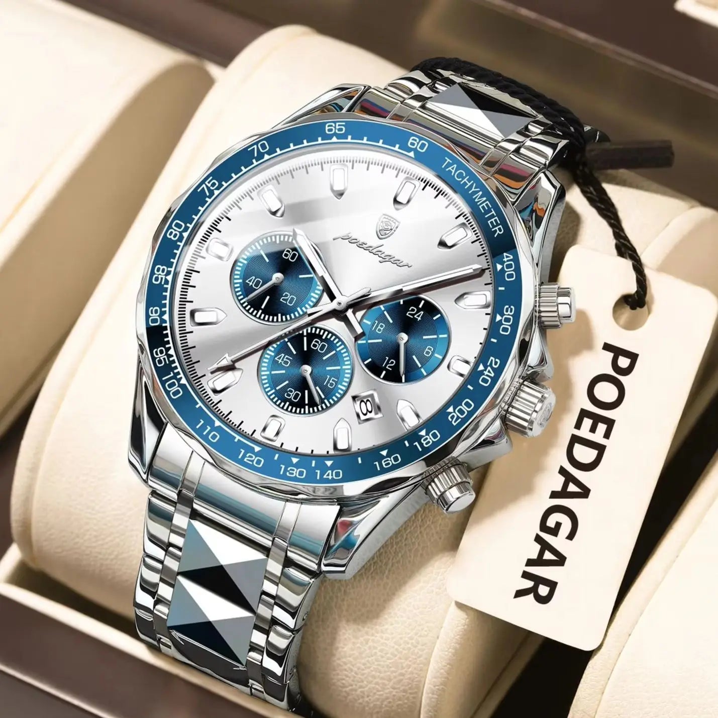 Men’s Stainless Steel Chronograph Watch With Date