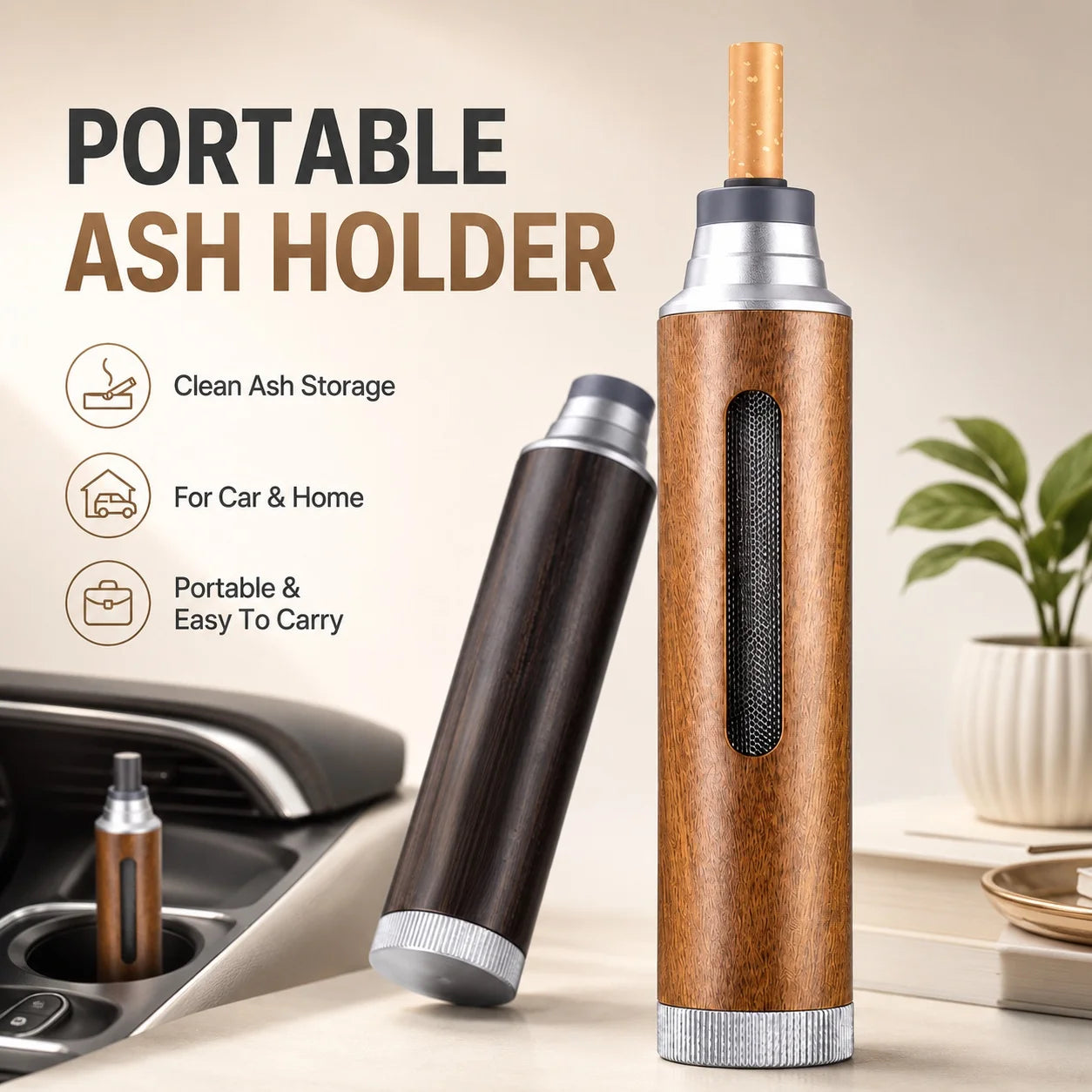 Portable Car Ashtray Cylinder – Stable, Reusable Design