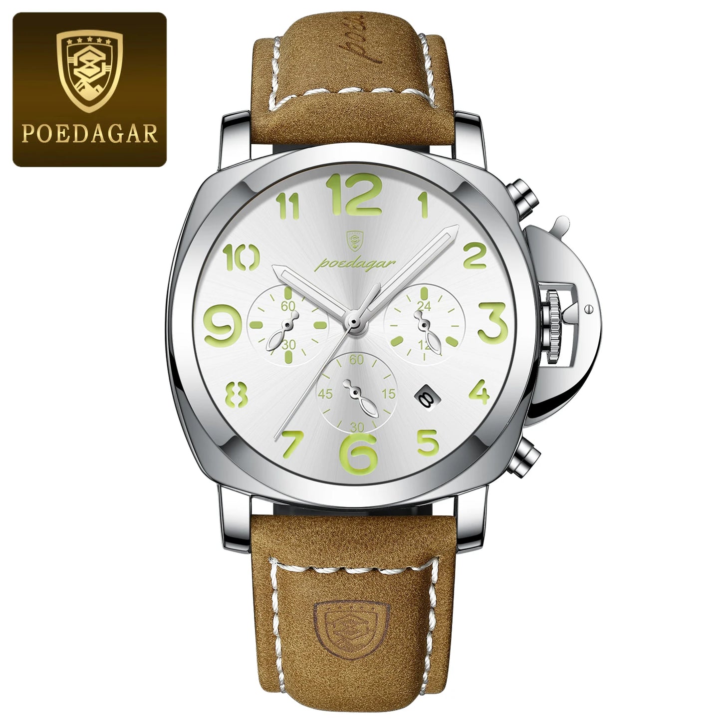 Men’s Chronograph Quartz Watch Leather Strap, 3ATM