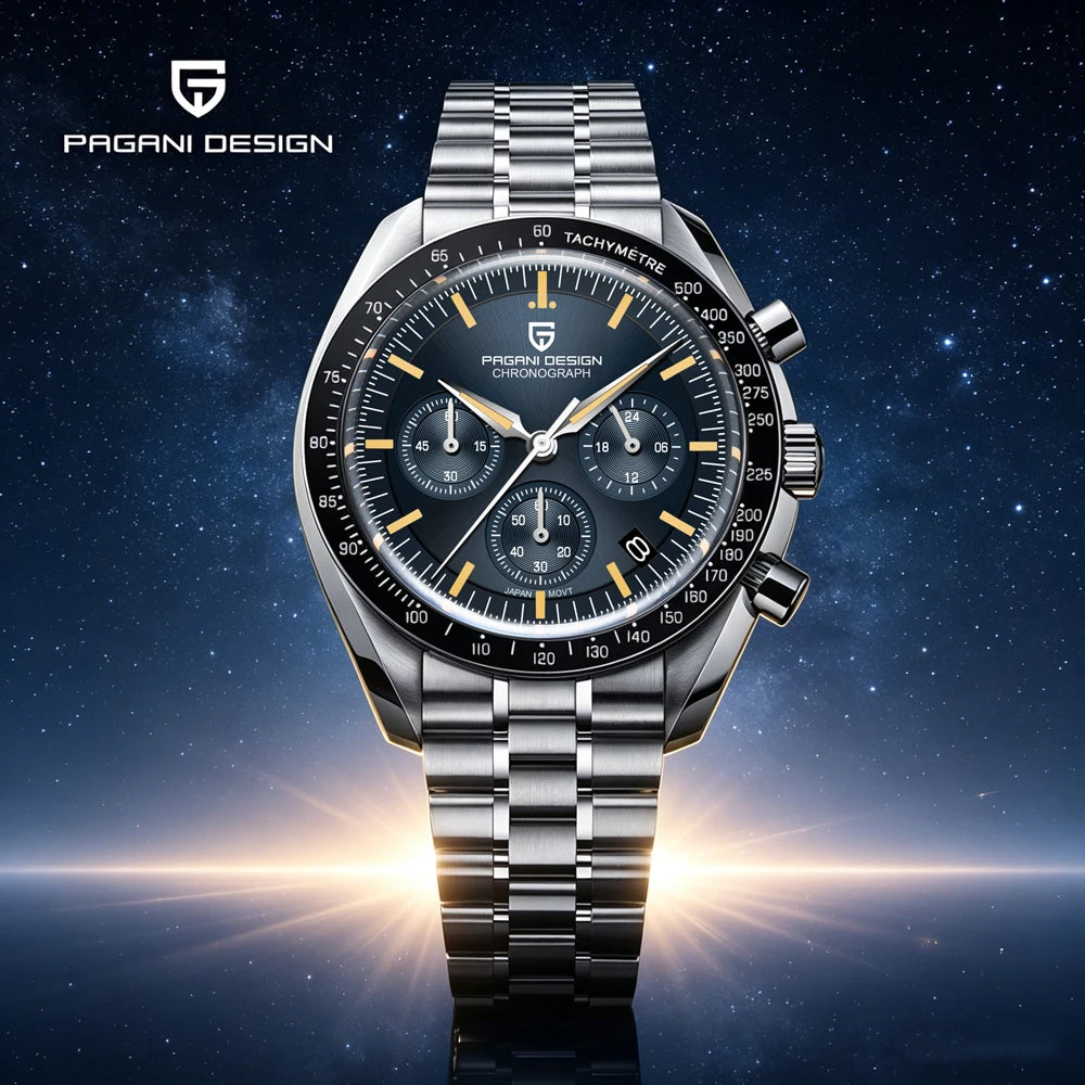 Men's Moon Chronograph Watch Quartz With Sapphire Glass