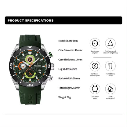 Men’s Sport Quartz Watch With Chronograph & Date