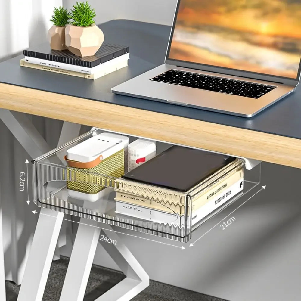 Under-Desk Hidden Drawer Storage Box Self-Adhesive PET
