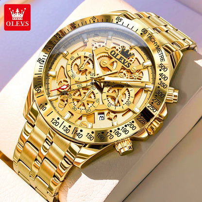 Men’s Skeleton Stainless Steel Chronograph Watch