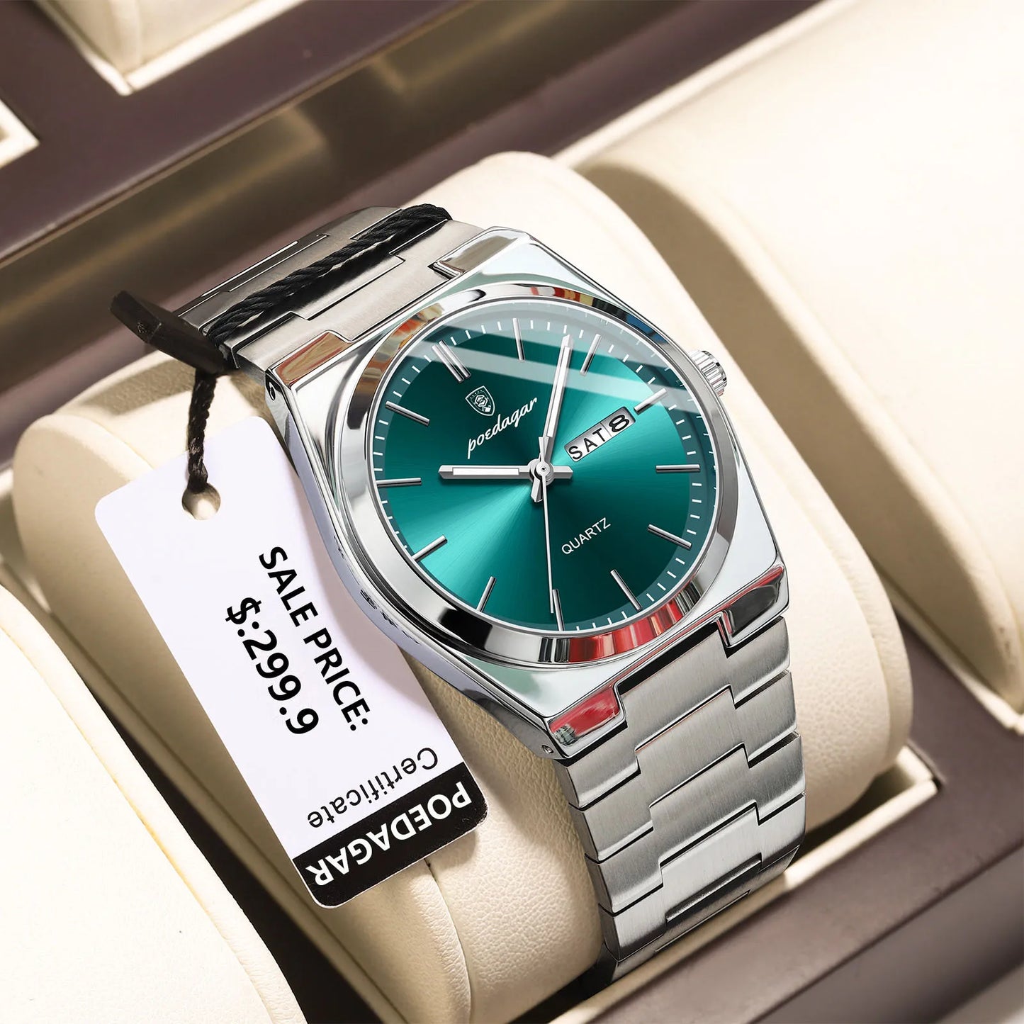 Men’s Stainless Steel Quartz Watch – Waterproof & Luminous