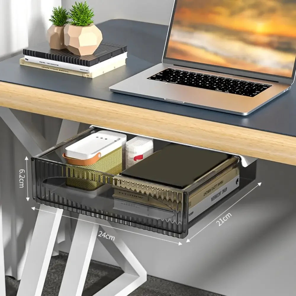 Under-Desk Hidden Drawer Storage Box Self-Adhesive PET