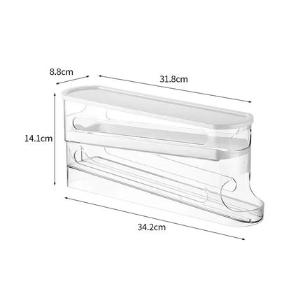 Rolling Fridge Egg Dispenser Rack Bilayer Storage Box
