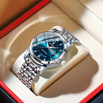 Men's Stainless Steel Quartz Watch – Luminous, Waterproof