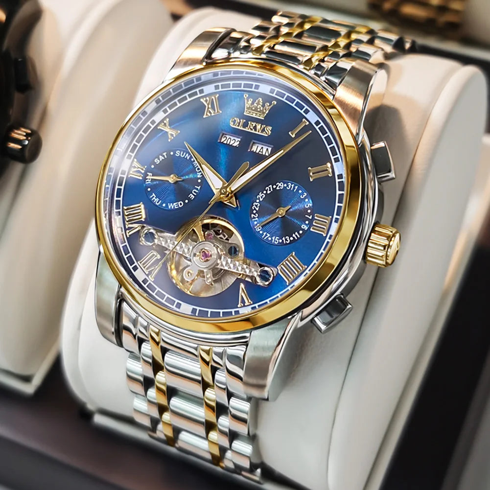 Men's Automatic Skeleton Watch With Stainless Steel Band