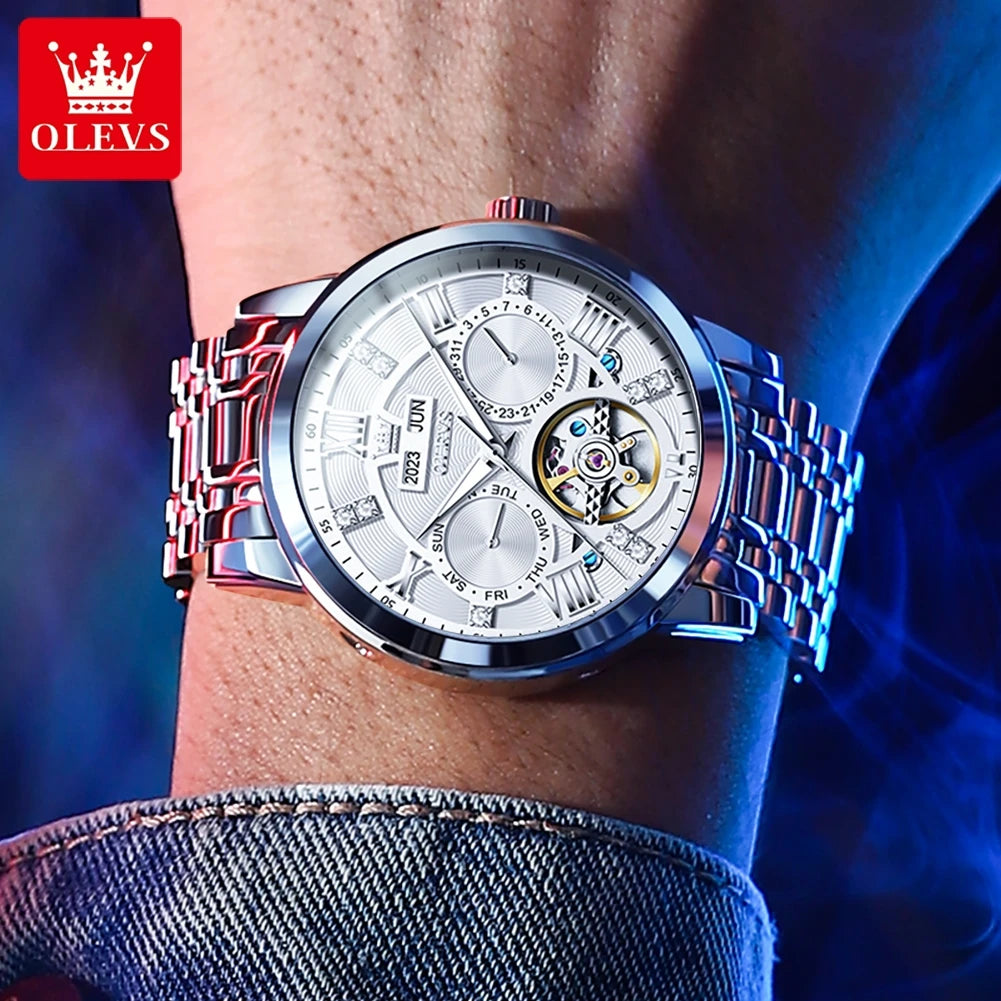 Men’s Skeleton Automatic Watch Perpetual Calendar
