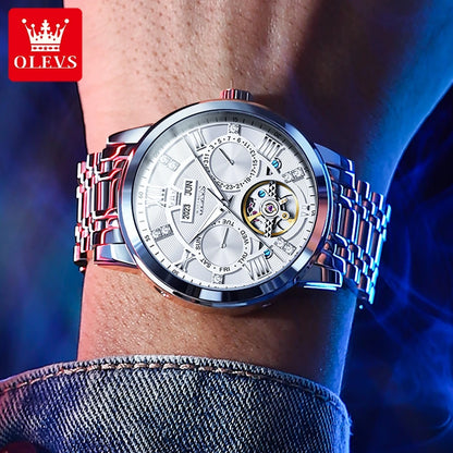 Men’s Skeleton Automatic Watch Perpetual Calendar