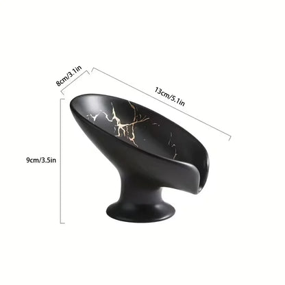 Ceramic Leaf Soap Dish With Self-Draining Design