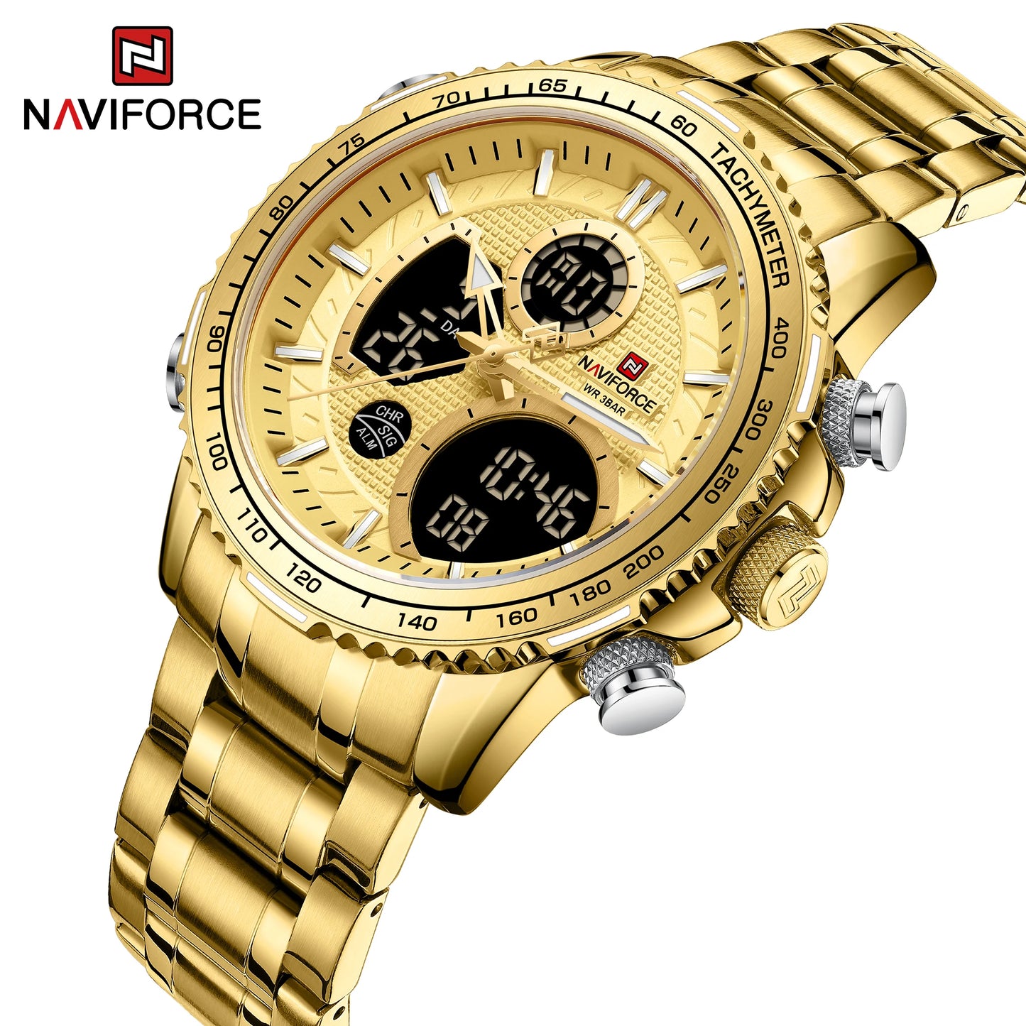 Men’s Analog-Digital Chronograph Watch Stainless Steel