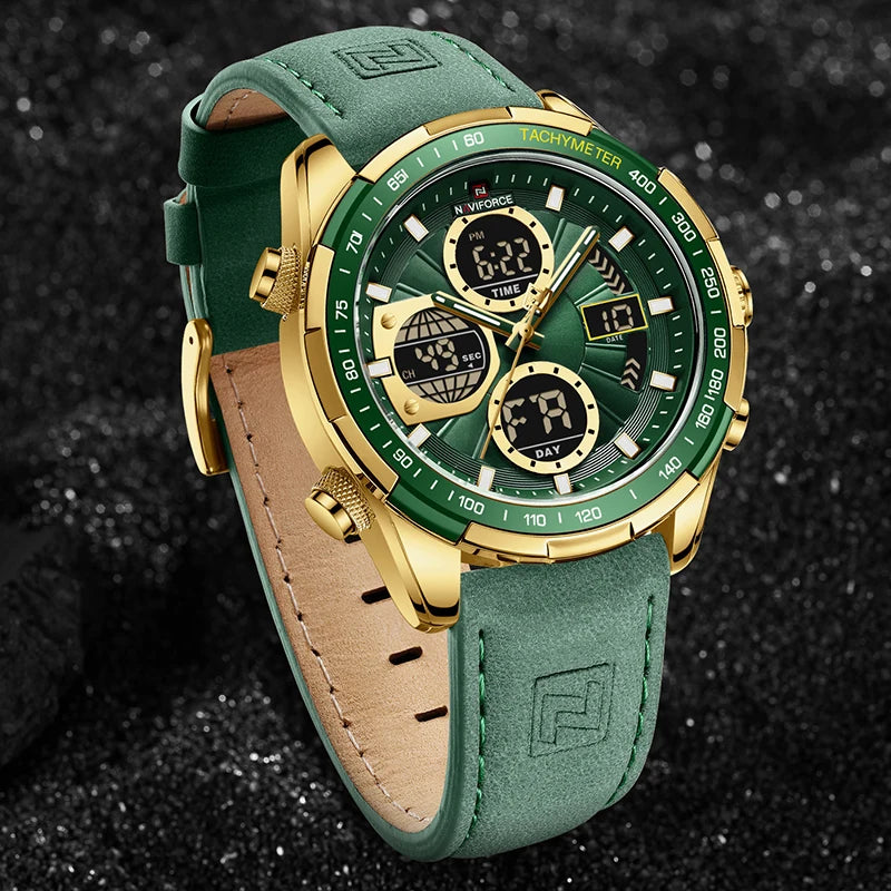 Men’s Military Sport Quartz Watch With Leather Band