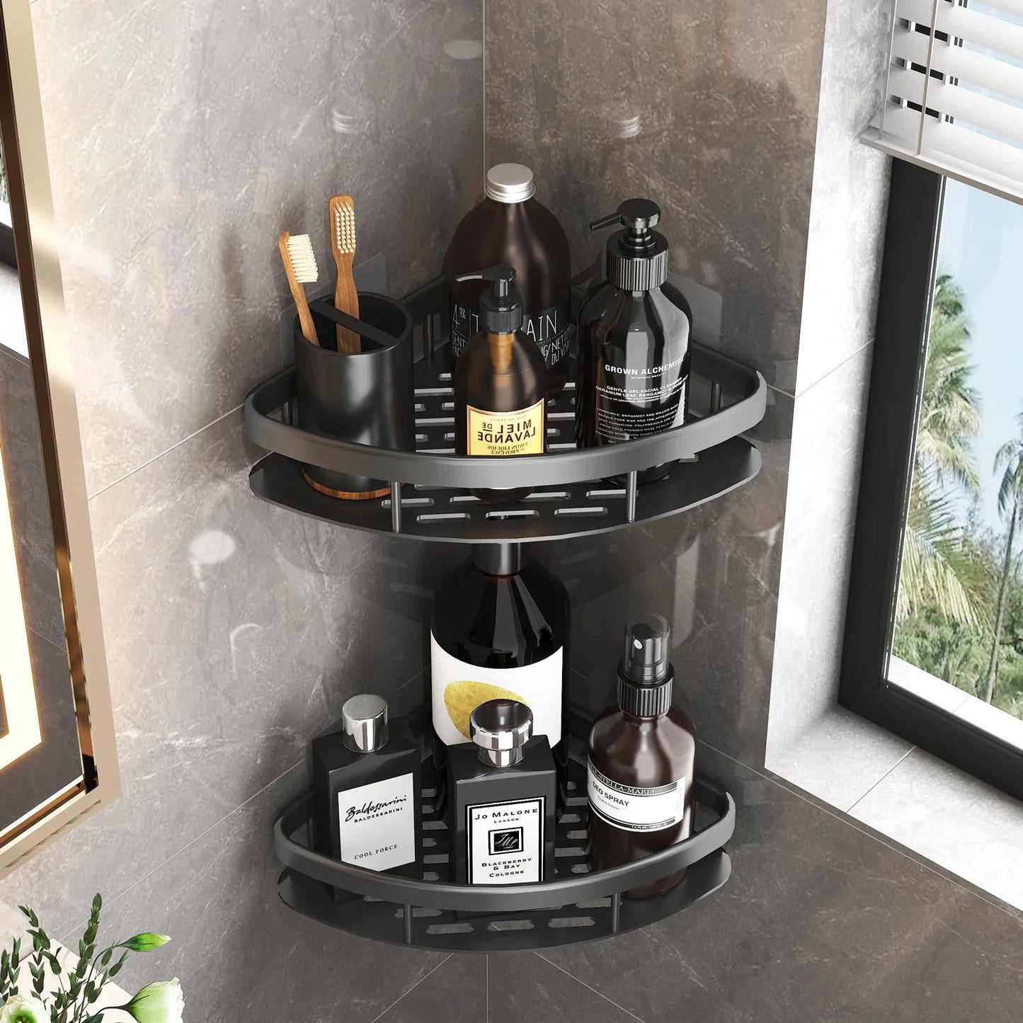 Metal Corner Bathroom Shelf – No-Drill Wall Organizer