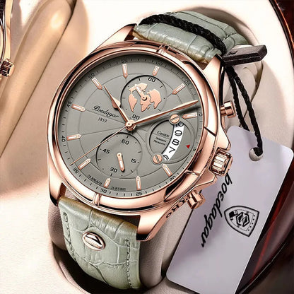 Men's Chronograph Leather Watch With Date Display
