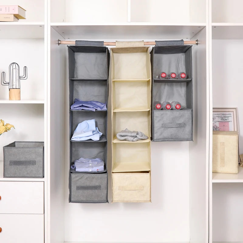 Cotton Linen Hanging Wardrobe Organizer Shelf