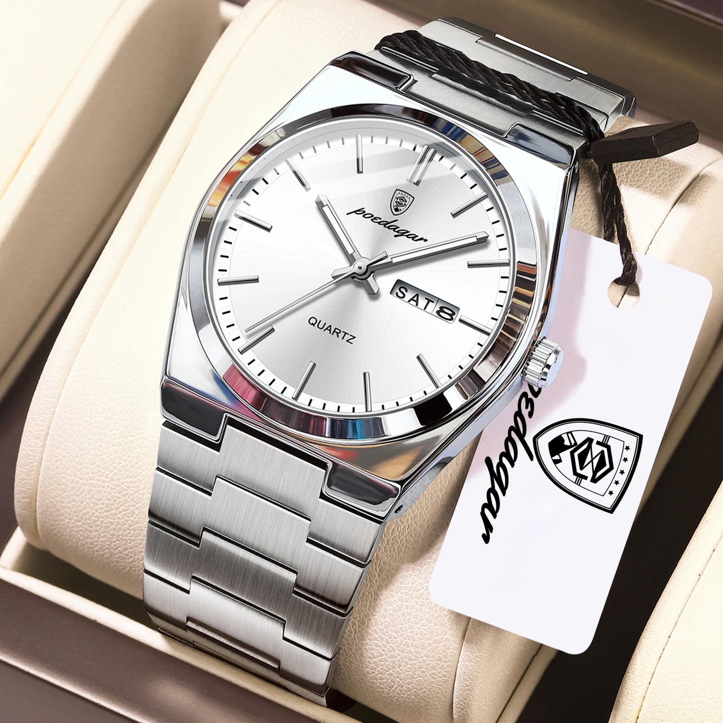 Men’s Stainless Steel Quartz Watch – Luminous & 3Bar Water Resistant